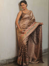 Banarasee Handwoven Tissue Saree With Meena Border Design-Brown