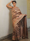 Banarasee Handwoven Tissue Saree With Meena Border Design-Brown