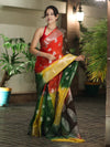 Banarasee Handwoven Semi-Chiffon Shibori Dyed Saree With Zari Work-Multicolor