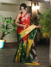 Banarasee Handwoven Semi-Chiffon Shibori Dyed Saree With Zari Work-Multicolor