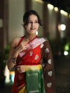 Banarasee Handwoven Semi-Chiffon Shibori Dyed Saree With Zari Work-Multicolor