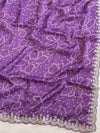 Banarasee Chiffon Bandhani Print Saree With Hand Work-Lavender