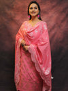 Banarasee Chanderi Cotton Salwar Kameez With Dupatta Set-Pink