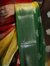 Banarasee Handwoven Semi-Chiffon Shibori Dyed Saree With Zari Work-Multicolor