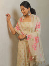 Banarasee Chanderi Silk Embroidery Buti Salwar Kameez Fabric With Digital Print Set-Yellow
