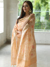 Banarasee Chanderi Cotton Zari Buti Salwar Kameez Fabric With Hand-Painted Dupatta-Peach