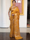 Banarasee Handwoven Semi Silk Saree With Zari Border-Mustard Yellow