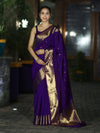 Banarasee Handwoven Semi Silk Saree With Zari Buti Design & Border-Violet