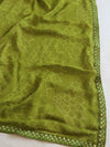 Banarasee Chiffon Bandhani Print Saree & Hand Work With Contrast Blouse-Henna Green