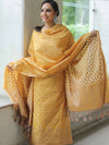 Banarasee Salwar Kameez Cotton Silk Resham Buti Woven Fabric-Yellow