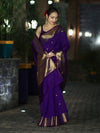 Banarasee Handwoven Semi Silk Saree With Zari Buti Design & Border-Violet