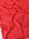 Banarasee Chiffon Bandhani Print Saree & Hand Work With Contrast Blouse-Red