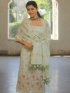 Banarasee Cotton Kota Embroidery Work Salwar Kameez Fabric With Dupatta-Green