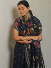 Banarasee Pure Chanderi Silk Zari Buti Salwar Kameez Fabric With Digital Print Dupatta Set-Prussian Blue