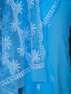 Banarasee Handwoven Georgette Saree With Chikankari Work-Light Blue