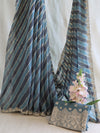 Banarasee Chiffon Leheriya Print Saree With Hand Work-Blue