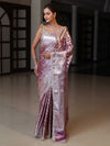 Banarasee Handloom Tissue Saree With Silver Zari Jaal Design Broad Border & Lace-Light Purple