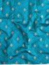 Banarasee Chiffon Bandhani Print Saree & Gold Zari Lace Border With Contrast Blouse-Blue