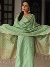 Banarasee Salwar Kameez Cotton Silk Resham Buti Woven Fabric-Green