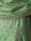 Banarasee Salwar Kameez Cotton Silk Resham Buti Woven Fabric-Green