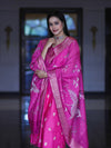 Banarasee Semi-Silk Zari Work Salwar Kameez Fabric With Digital Printed Dupatta Set-Pink