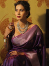 Banarasee Handwoven Dual Tone Semi Silk Saree With Zari Buti-Violet