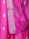 Banarasee Semi-Silk Zari Work Salwar Kameez Fabric With Digital Printed Dupatta Set-Pink