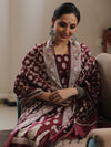 Banarasee Salwar Kameez Cotton Silk Resham Buti Woven Fabric-Wine