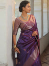 Banarasee Handwoven Dual Tone Semi Silk Saree With Zari Buti-Violet