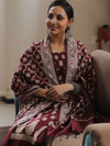 Banarasee Salwar Kameez Cotton Silk Resham Buti Woven Fabric-Wine