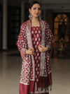 Banarasee Salwar Kameez Cotton Silk Resham Buti Woven Fabric-Wine