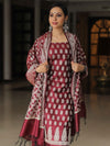 Banarasee Salwar Kameez Cotton Silk Resham Buti Woven Fabric-Wine