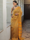 Bhagalpur Cotton Silk Ghichha Work Embroidered Saree-Yellow