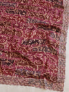 Banarasee Chiffon Printed Saree & Hand Work With Scallop Border-Brown