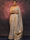 Banarasee Handwoven Zari Border Soft Tissue Saree-Grey