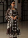 Banarasee Salwar Kameez Cotton Silk Resham Buti Woven Fabric-Brown