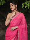 Banarasee Georgette Embroidered Chunari Print Saree-Pink