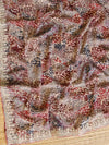 Banarasee Chiffon Printed Saree & Hand Work With Scallop Border-Grey
