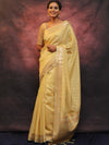 Banarasee Handwoven Zari Border Soft Tissue Saree-Yellow