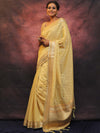 Banarasee Handwoven Zari Border Soft Tissue Saree-Yellow