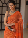 Bhagalpur Cotton Silk Ghichha Work Embroidered Saree-Orange
