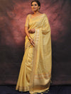 Banarasee Handwoven Zari Border Soft Tissue Saree-Yellow