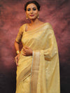 Banarasee Handwoven Zari Border Soft Tissue Saree-Yellow
