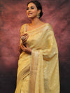 Banarasee Handwoven Zari Border Soft Tissue Saree-Yellow