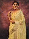 Banarasee Handwoven Zari Border Soft Tissue Saree-Yellow