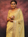 Banarasee Handwoven Zari Border Soft Tissue Saree-Yellow