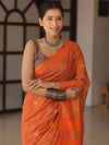Bhagalpur Cotton Silk Ghichha Work Embroidered Saree-Orange