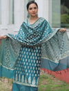 Banarasee Salwar Kameez Cotton Silk Resham Buti Woven Fabric-Green