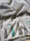Banarasee Chiffon Saree With Swarovski Work & Contrast Blouse-Grey