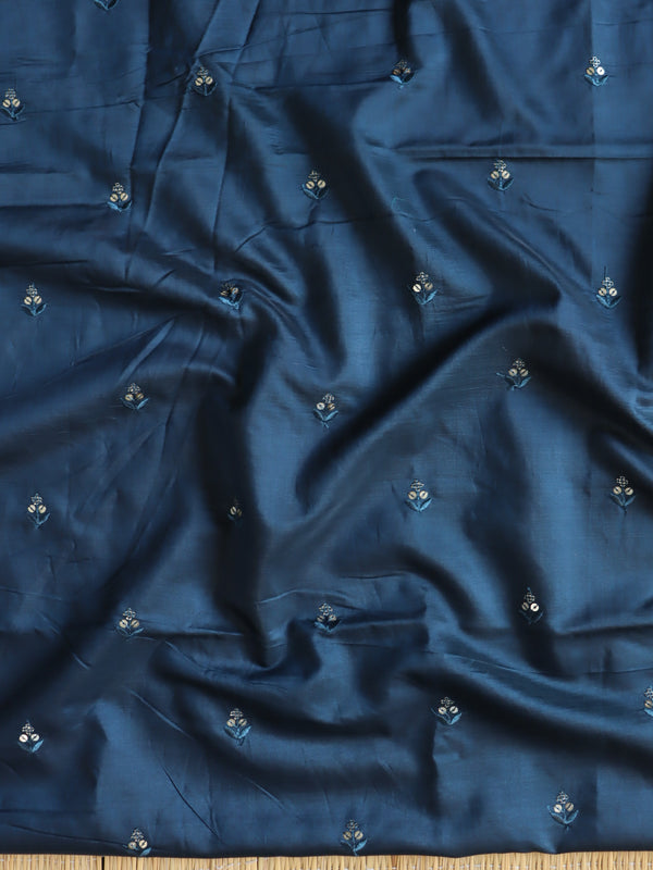 Banarasee Chiffon Saree With Swarovski Work & Contrast Blouse-Grey